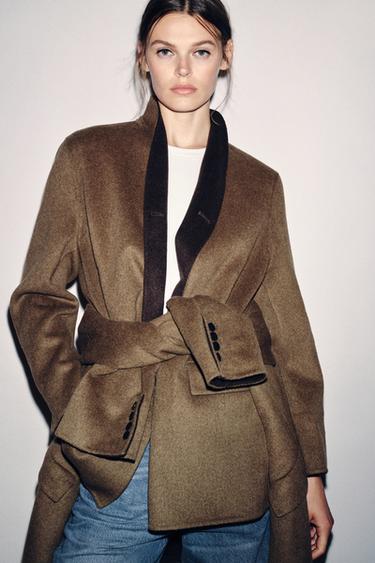 BLAZER OVERSIZE CON LANA ZW COLLECTION - Marrón de Zara