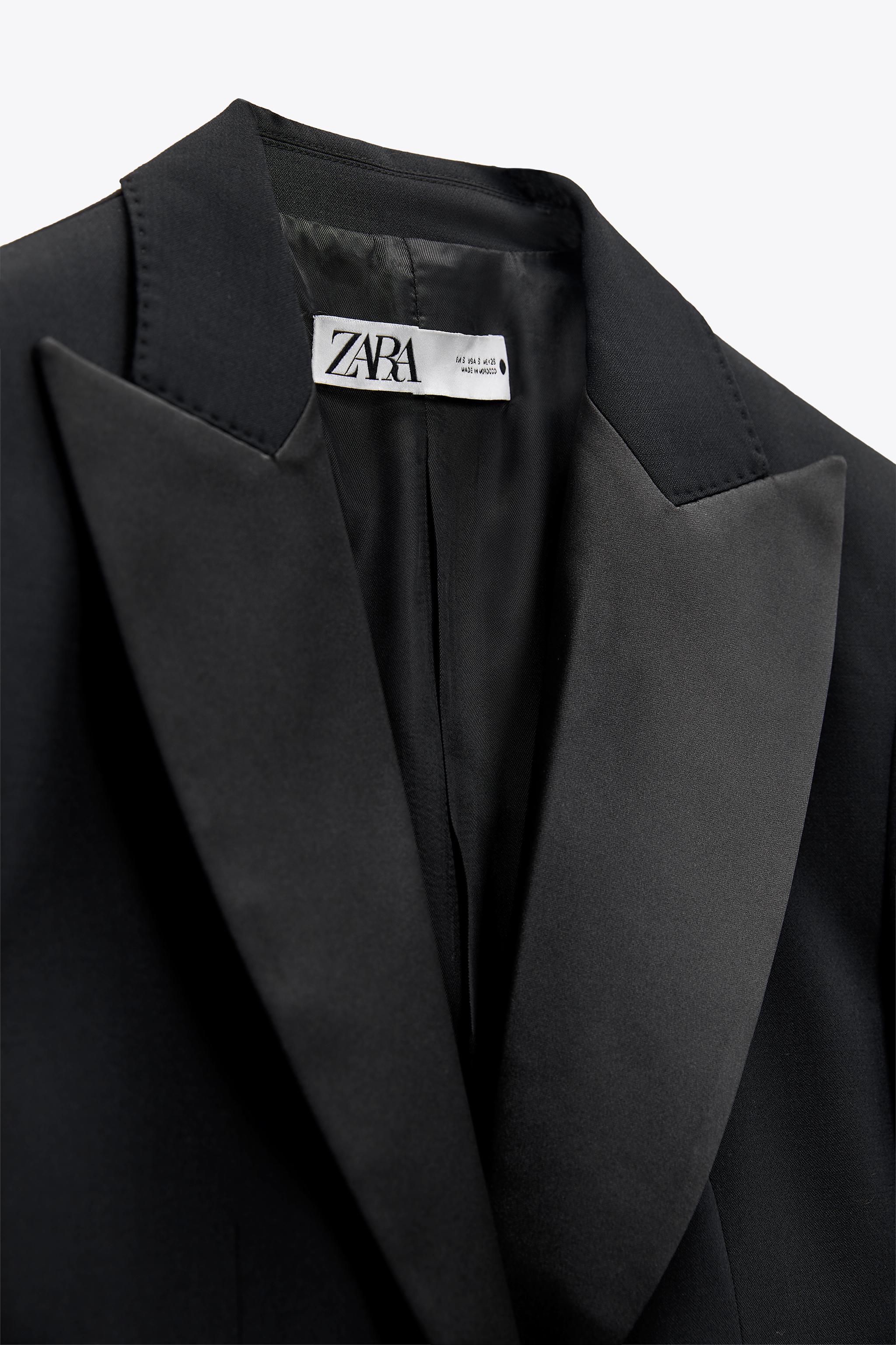 WOOL BLEND TUXEDO COLLAR BLAZER - Black | ZARA Ireland