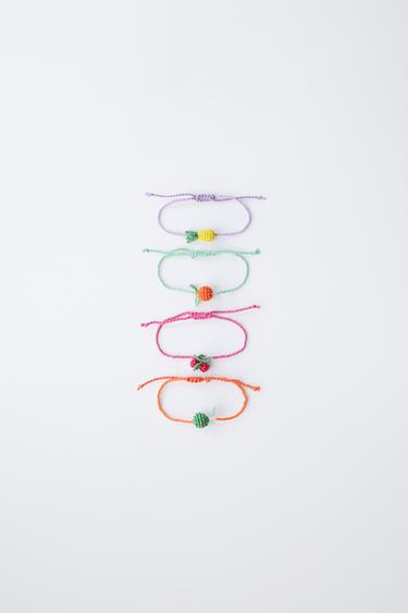 LOT DE QUATRE BRACELETS FANTAISIE ET FRUITS - Multicolore de Zara