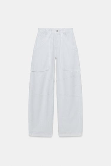 PANTALON CARGO ZW COLLECTION - Bleu clair de Zara - Image 4