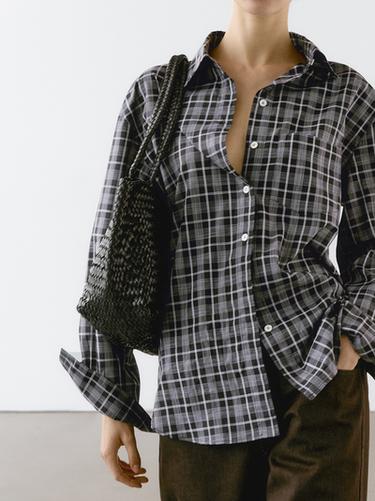 Zara 100% cotton check shirt - Blue