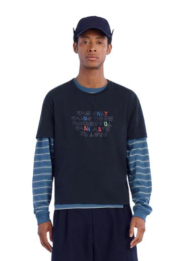 CROPPED FIT LOVE SLOGAN T-SHIRT - Navy blue by Zara
