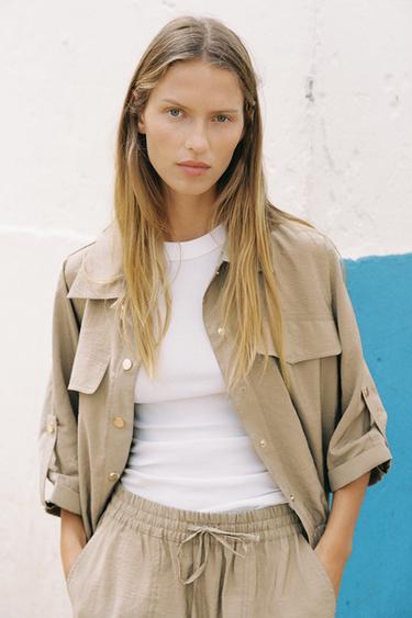 SHORT SLEEVE SAFARI SHIRT - Stone by Zara
