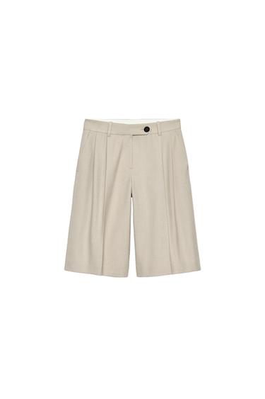 برمودا طويل بثنيات - رمل by Zara
