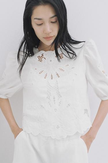 ロマンティックブラウス ZW COLLECTIONホワイトZaraのロマンティックブラウス ZW COLLECTION - ホワイト 