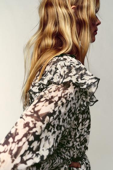 ROBE COURTE IMPRIMÉE CEINTURE - Multicolore de Zara - Image 3