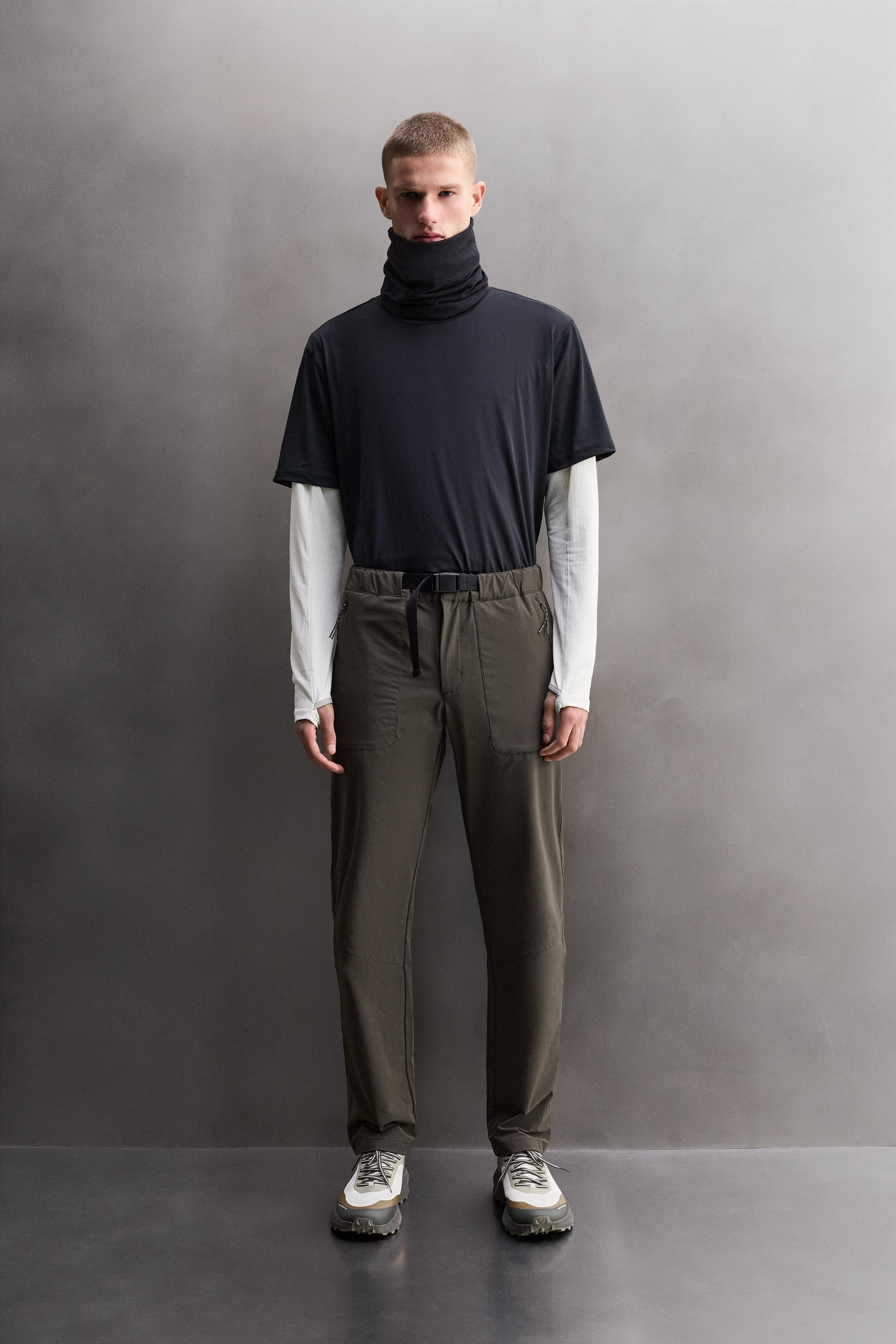 TECHNICAL PANTS WITH BELT - Dark brown | ZARA United States