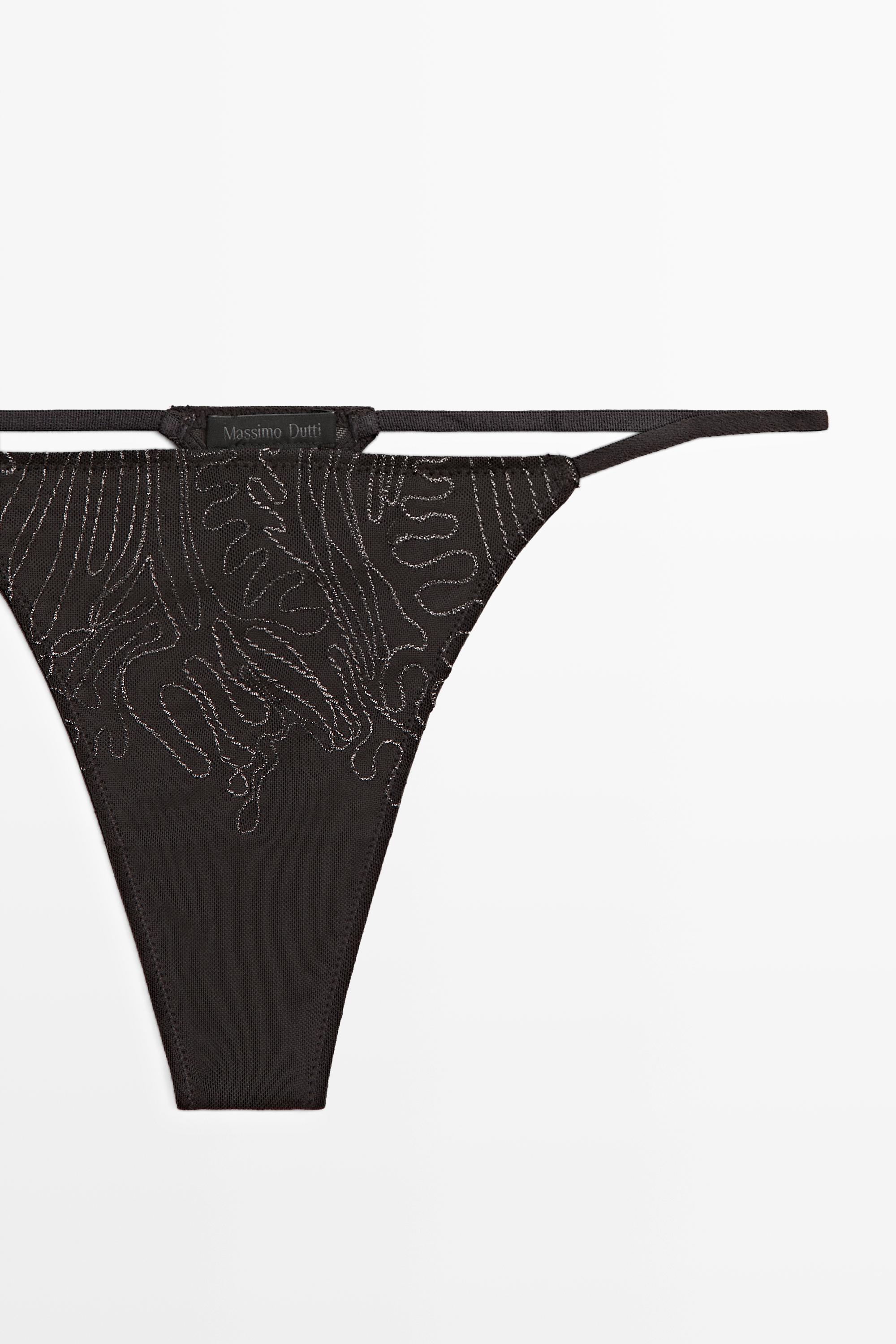 Thong with embroidered detail
