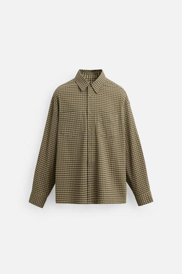 CHECK SEERSUCKER SHIRT - Khaki by Zara - Image 7