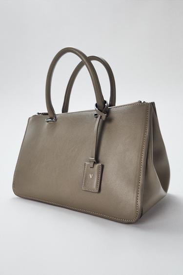 DOUBLE HANDLE CITY BAG - Taupe Grey by Zara