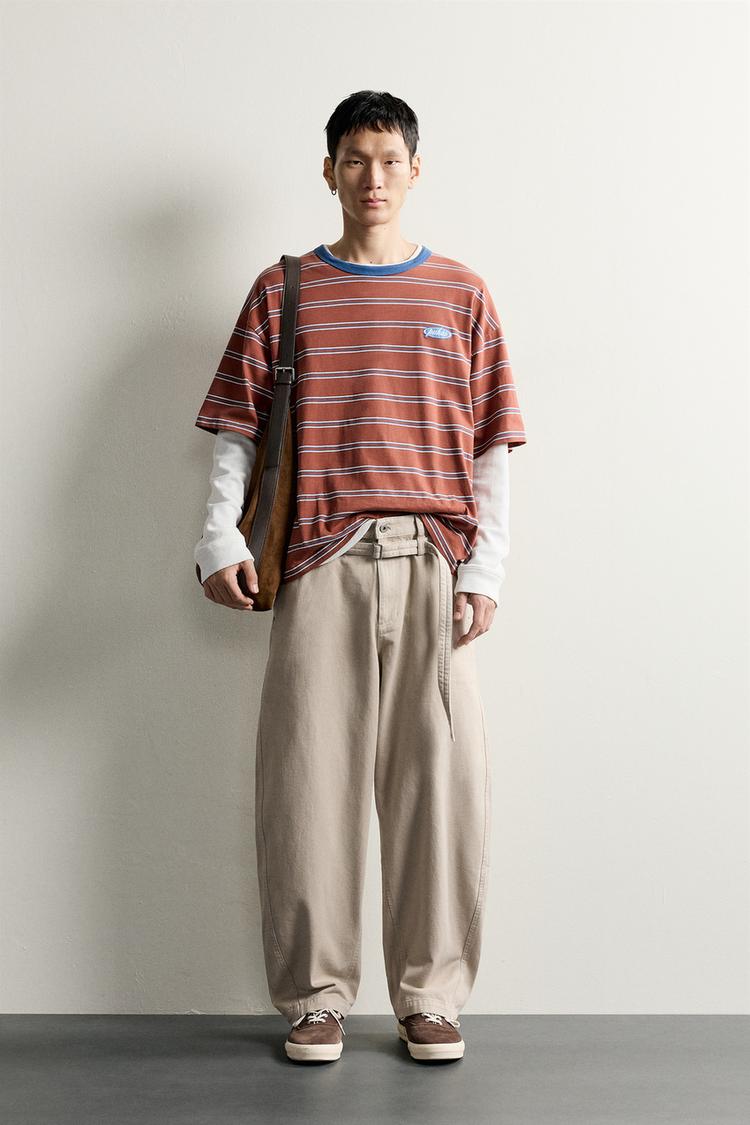 BARREL FIT BELTED TROUSERS