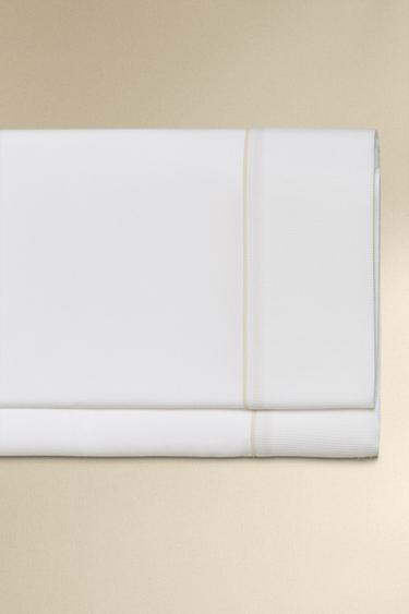 LENÇOL CIMA PIQUÉ PIPING - Branco da Zara - Imagem 0