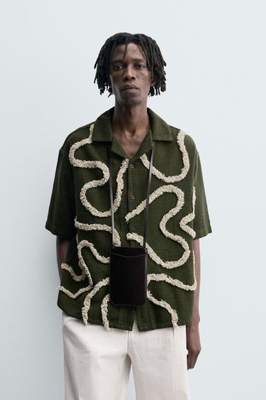 CAMISA BORDADOS EM RELEVO - Caqui da Zara