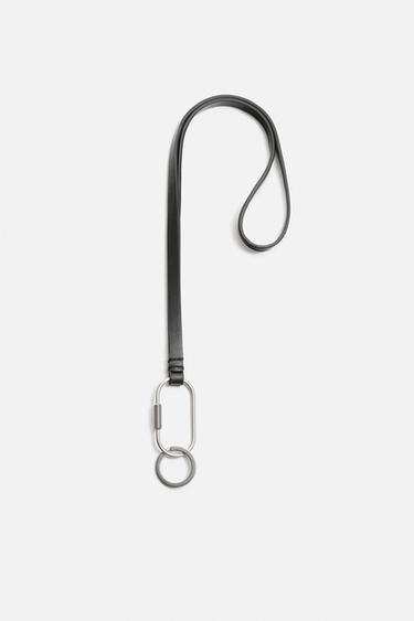 PORTACHIAVI CON CIONDOLO IN PELLE - Nero di Zara - Immagine 0