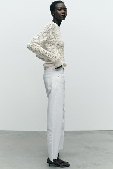 POINTELLE KNIT SWEATER - Ecru by Zara - Image 3