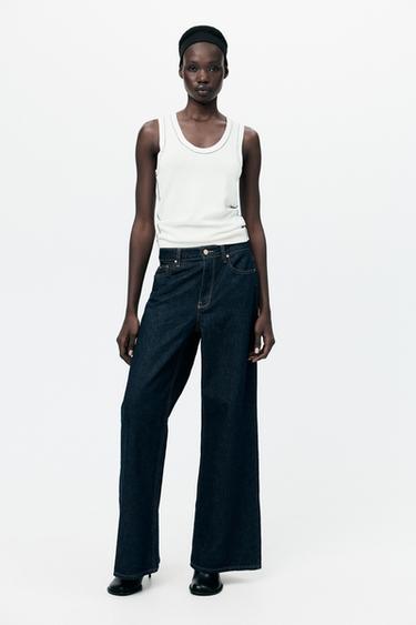 PLAIN KNIT TOP WITH CONTRAST TRIMS - Ecru / Black by Zara - Image 0