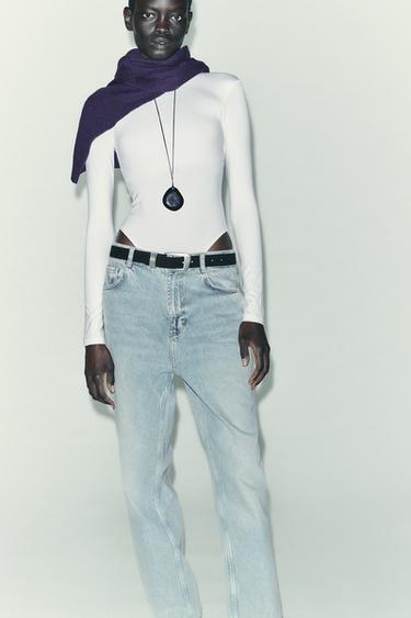 BASIC POLYAMIDE BODYSUIT - White by Zara - Image 3