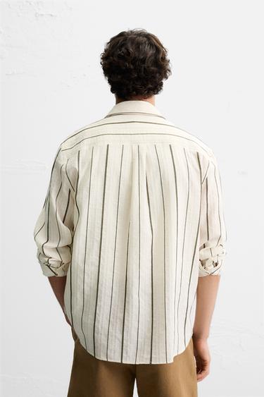 STRIPED JACQUARD SHIRT - Ecru / Beige by Zara - Image 3