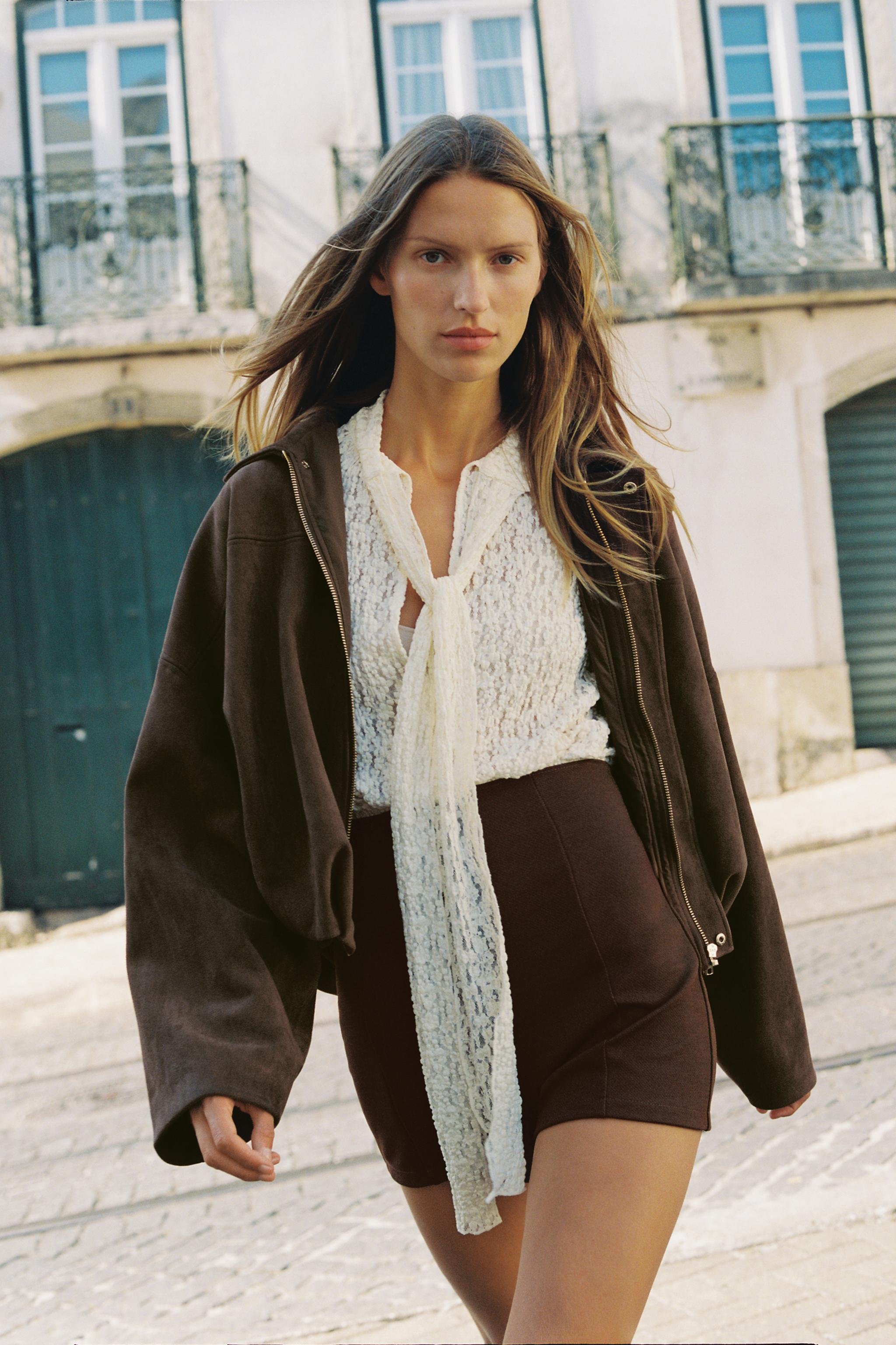 スエード調ボンバージャケット - ダークブラウン | ZARA Japan