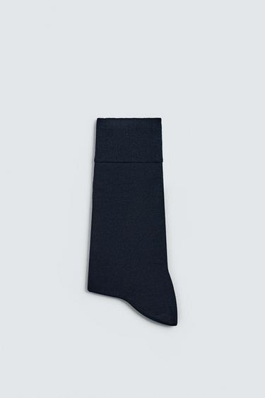 CHAUSSETTES MERCERISÉES EN COTON - Bleu marine de Zara - Image 1