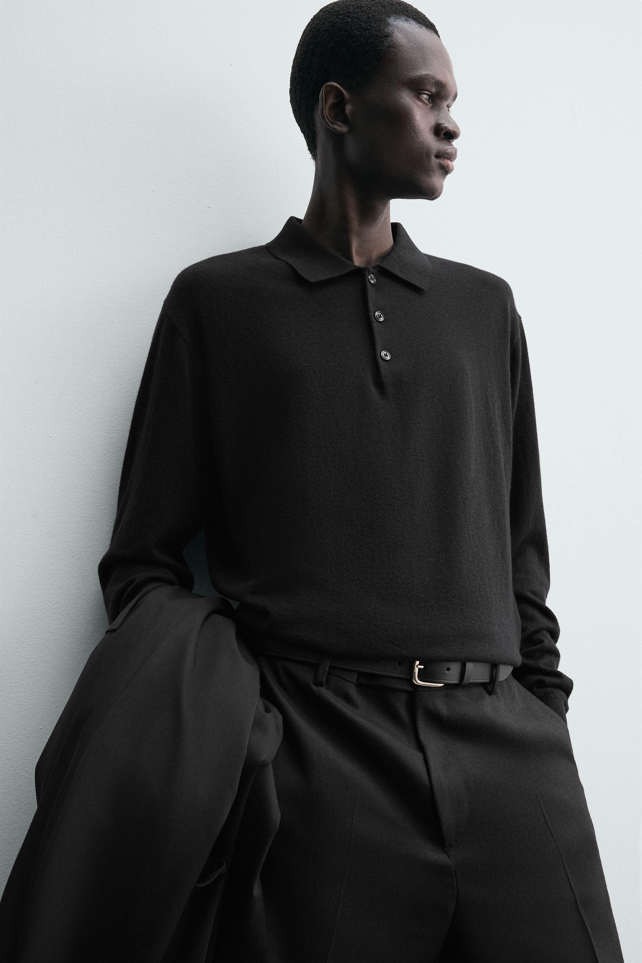 トップス OLDJOE&CO Linen Black Knit polo OLDJOE&CO Linen Black Knit polo Premium Ribbed Polo | Old Money