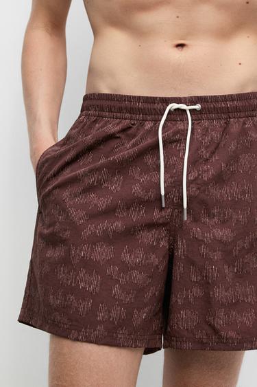 Zara Printed swimming trunks - Burgundy - Image 0