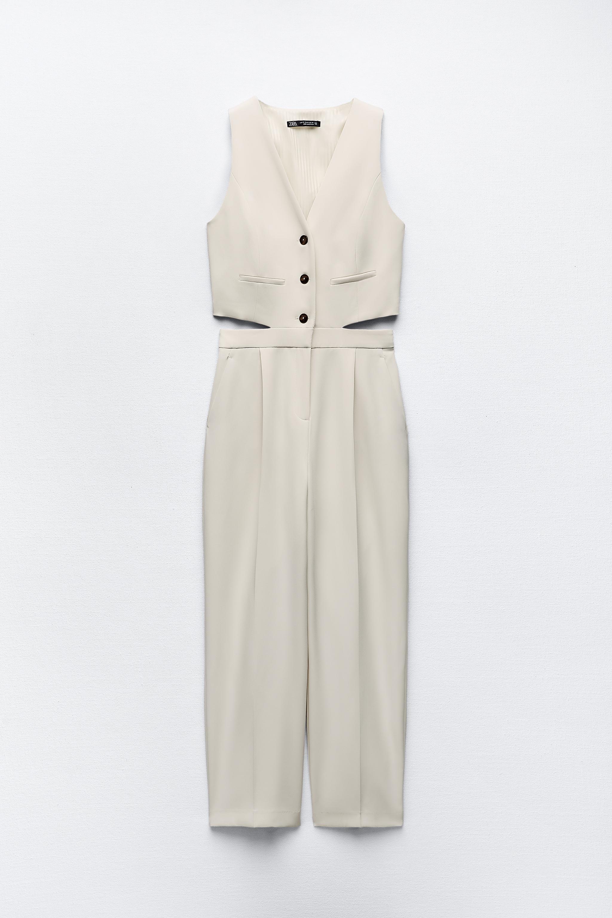 Beige store jumpsuit zara