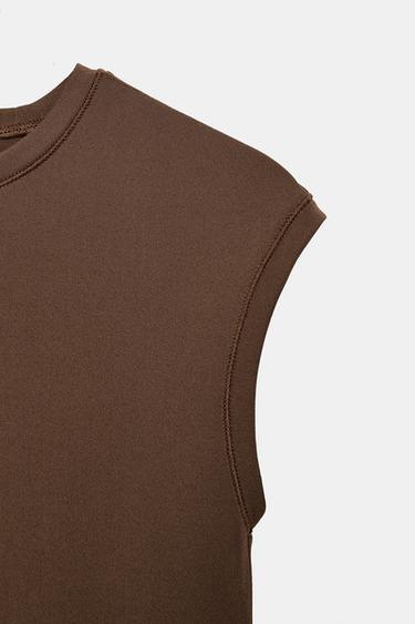 ASYMMETRIC SLEEVELESS T-SHIRT - Brown by Zara - Image 6
