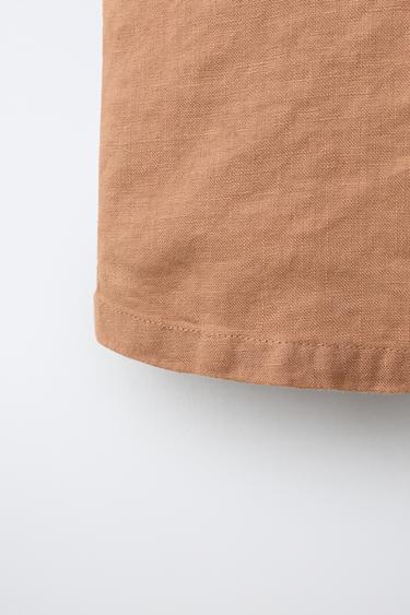 100% LINEN SLEEVELESS SHIRT - Russet by Zara - Image 3