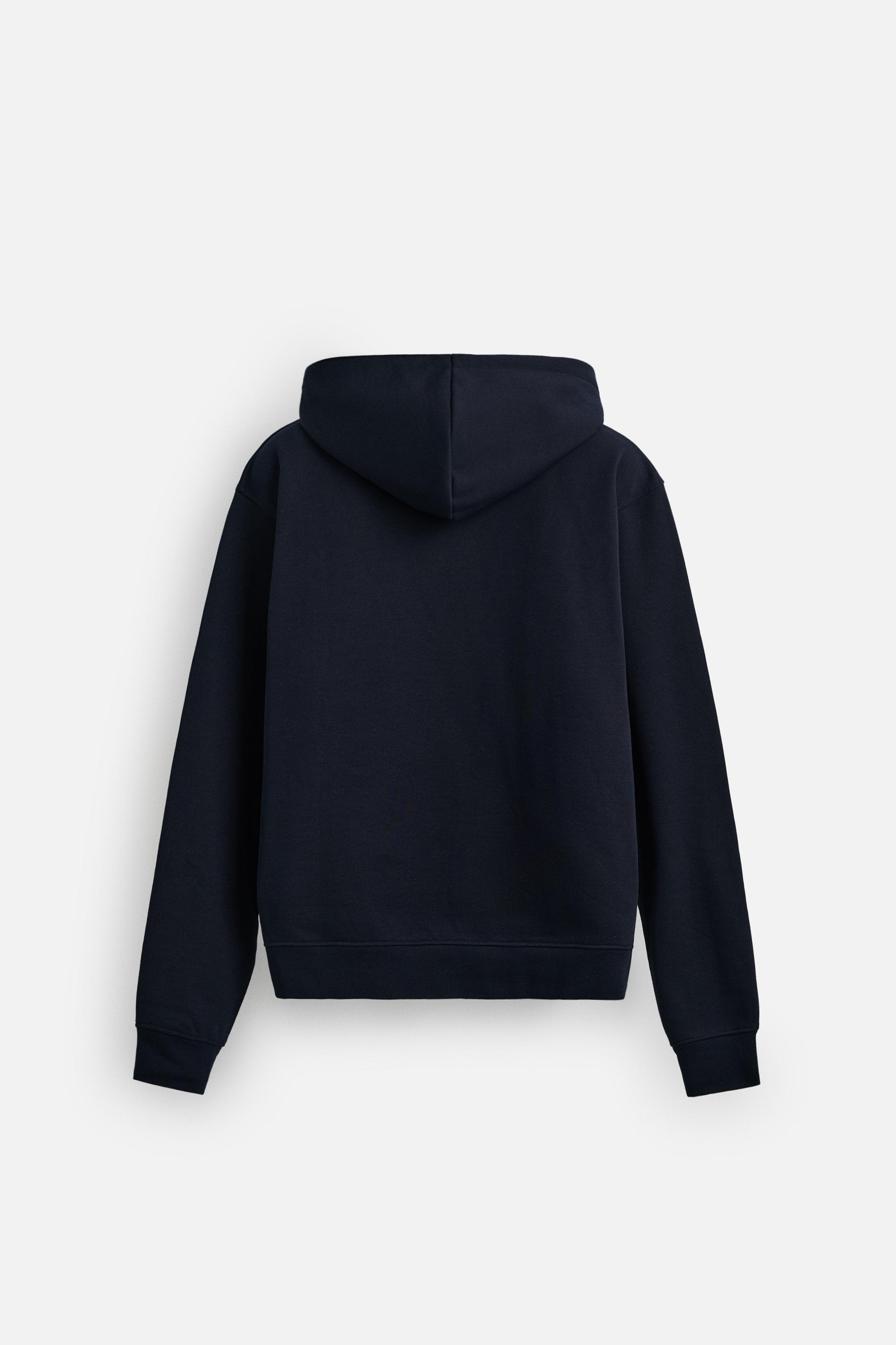 BASIC ZIP-UP HOODIE - Navy blue | ZARA United States