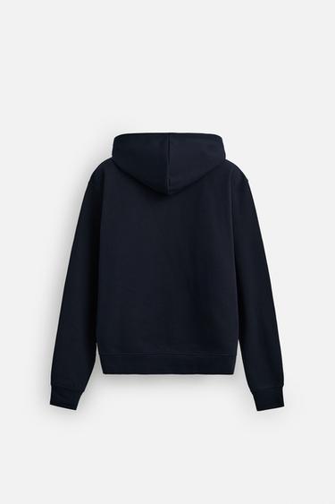 BASIC ZIP-UP HOODIE - Navy blue by Zara - Image 6