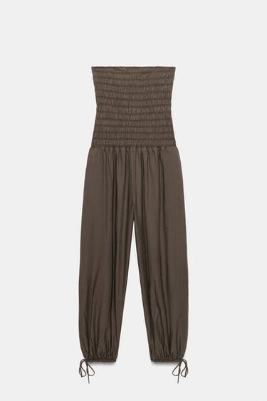 COMBINAISON RUSTIQUE À PLIS - Vison foncé de Zara - Image 4