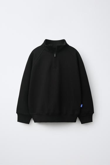 PLAIN ZIP-UP SWEATSHIRT - Black by Zara