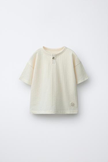 CAMISETA CUELLO PANADERO - Crudo de Zara - Imagen 0