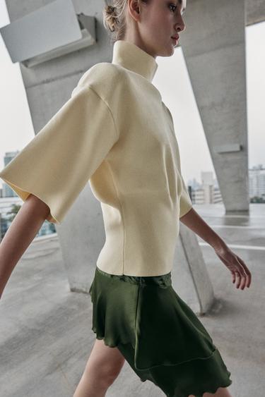 KNIT JUMPER WITH SHOULDER PADS AND SHORT SLEEVES - Butter by Zara - Image 2