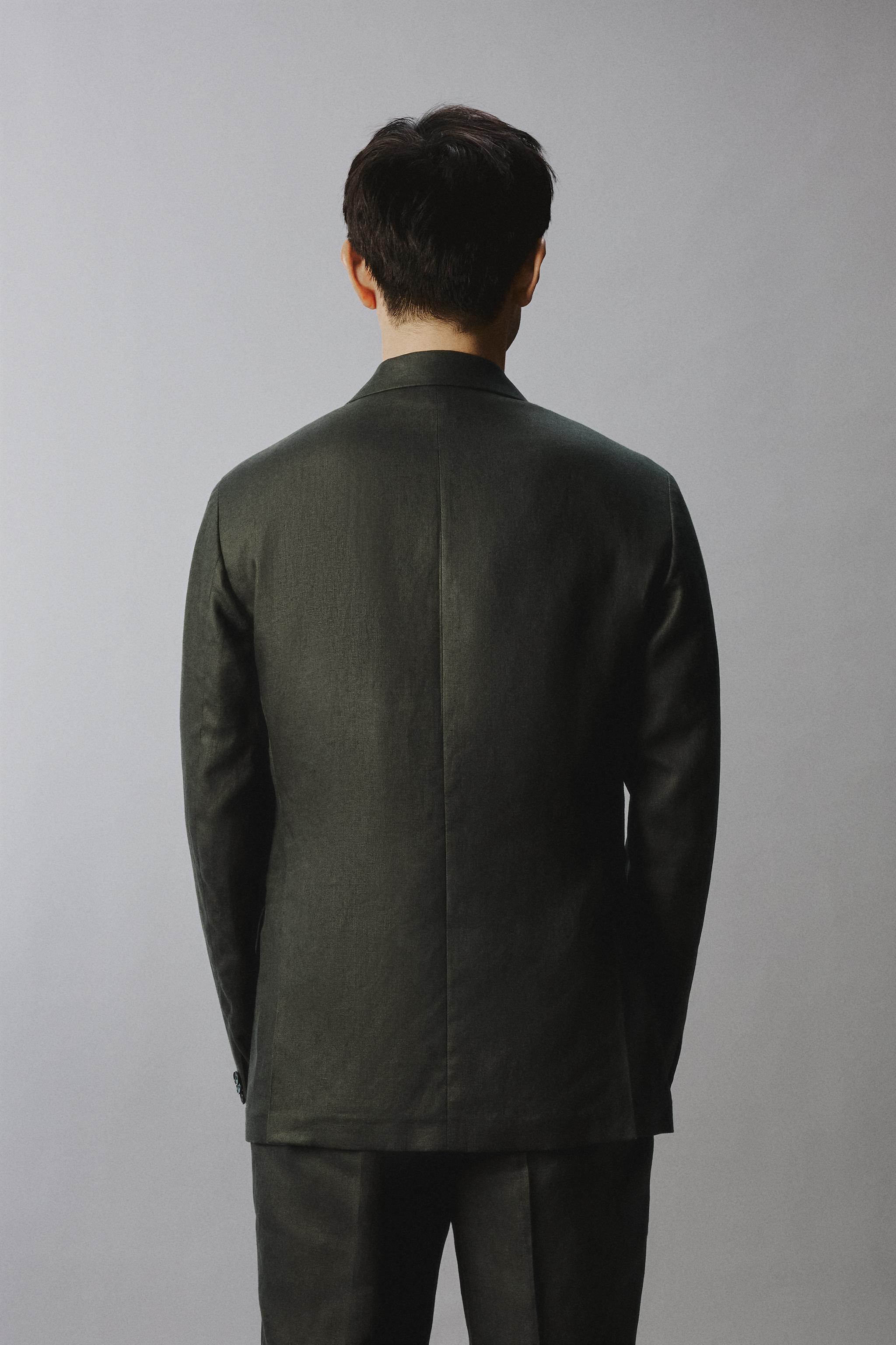 100% LINEN DOUBLE-BREASTED SUIT BLAZER