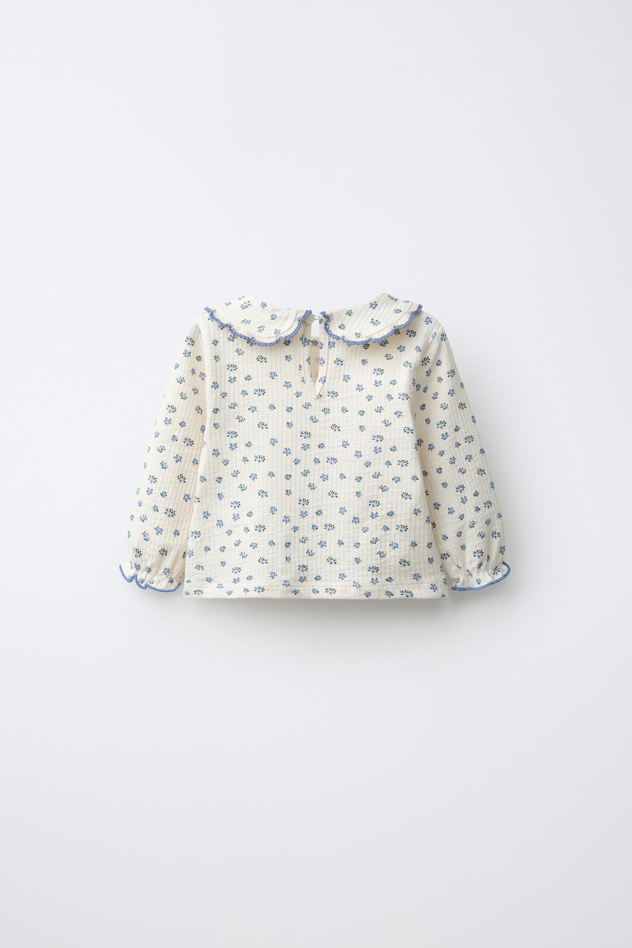 CROCHET PETER PAN COLLAR T-SHIRT — Ecru