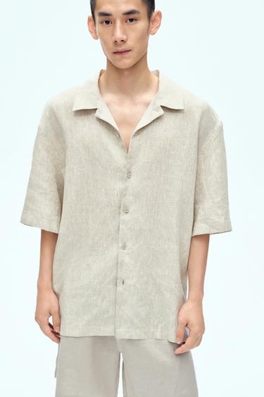 100% LINEN SHIRT - Light beige by Zara