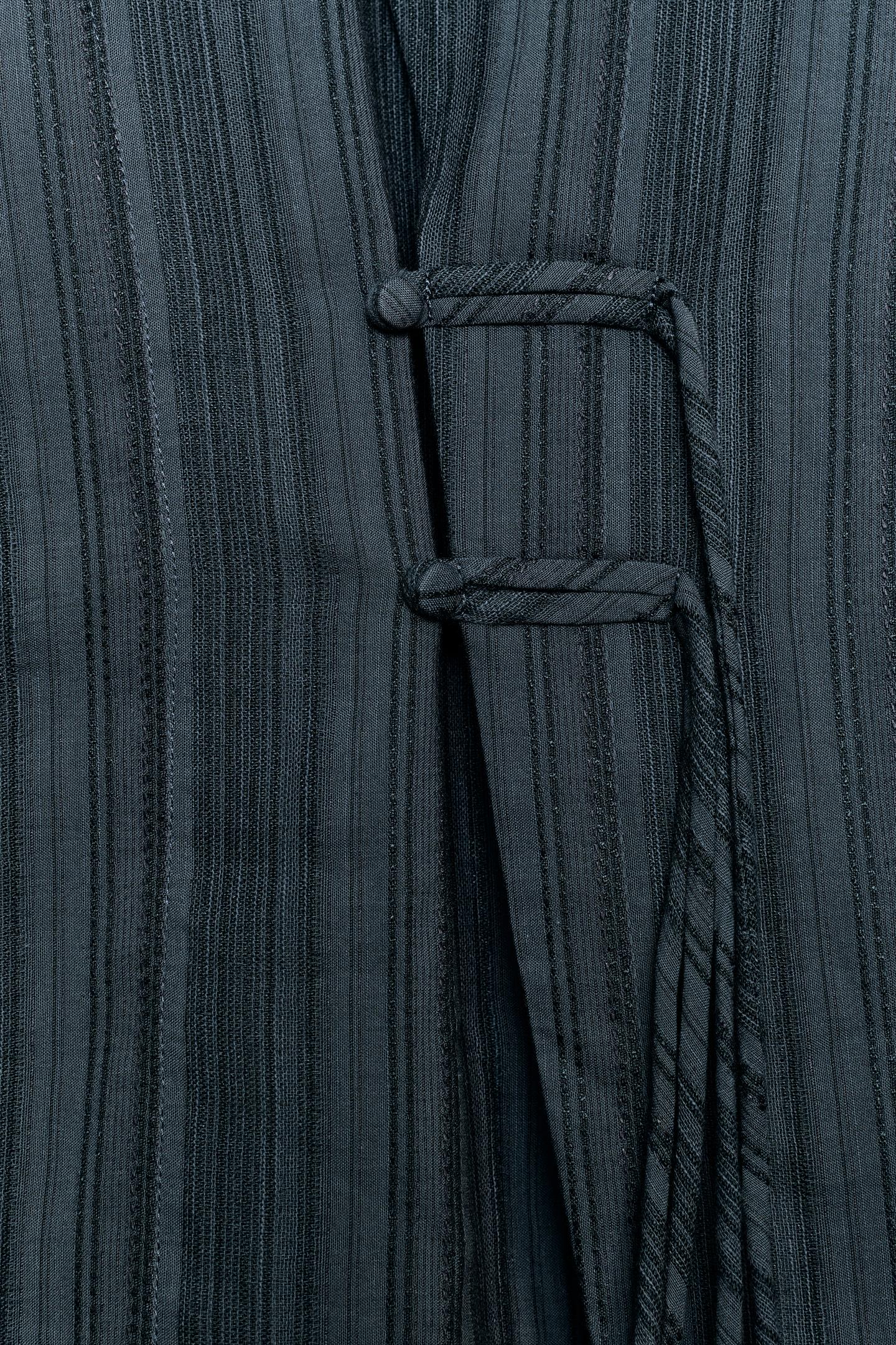 Женская рубашка Zara ZW Collection Striped Frog Fastening, цвет: Индиго — фото 10