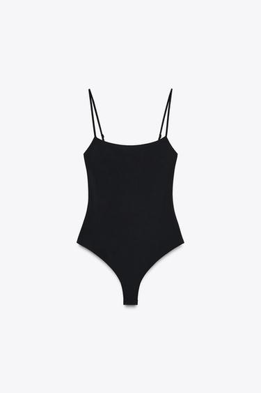 Zara POLYAMIDE STRAPPY BODYSUIT - Black