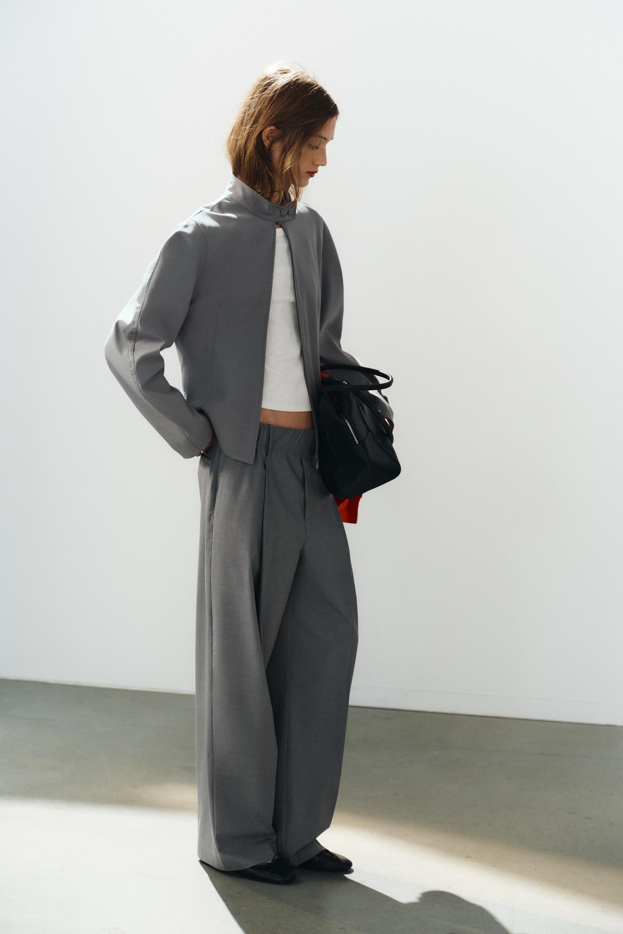Женские брюки Zara ELASTIC WAIST PLEATED TROUSERS — фото 3