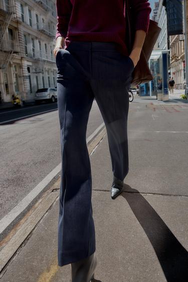 STRAIGHT-LEG TROUSERS - Navy blue by Zara - Image 1