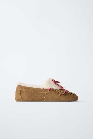 LEATHER LACE-UP LOAFERS — Brown 1
