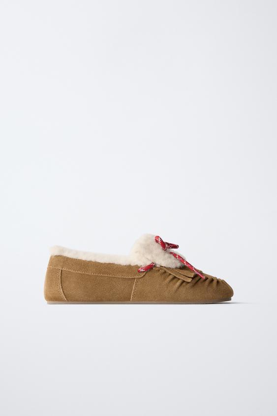 MOCASÍN CORDÓN PIEL - Marrón de Zara - Imagen 0