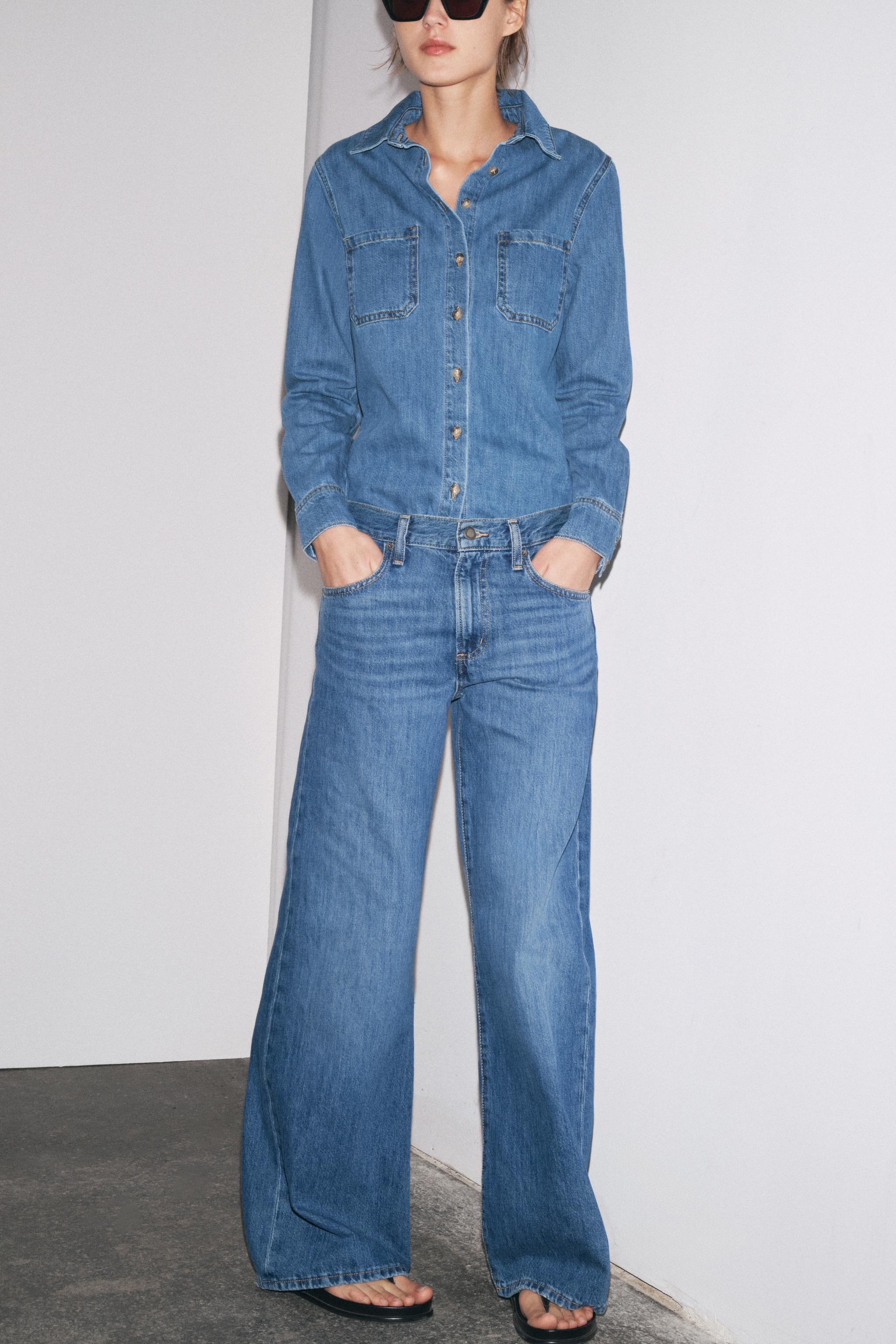 【ZARA】ZWコレクションワイドレッグ ローライズ 8307/051 ZW COLLECTION WIDE LEG LOW-RISE JEANS - White | ZARA United