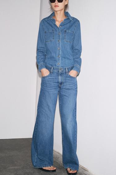 ZW COLLECTION WIDE-LEG LOW-RISE JEANS - Indigo by Zara