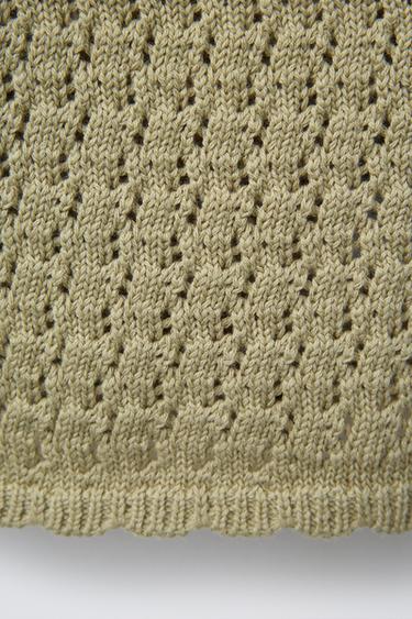 BEADED KNIT TOP - Light khaki by Zara - Image 3