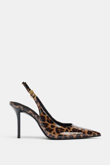 Zara 動物紋印花高跟鞋 - 豹紋