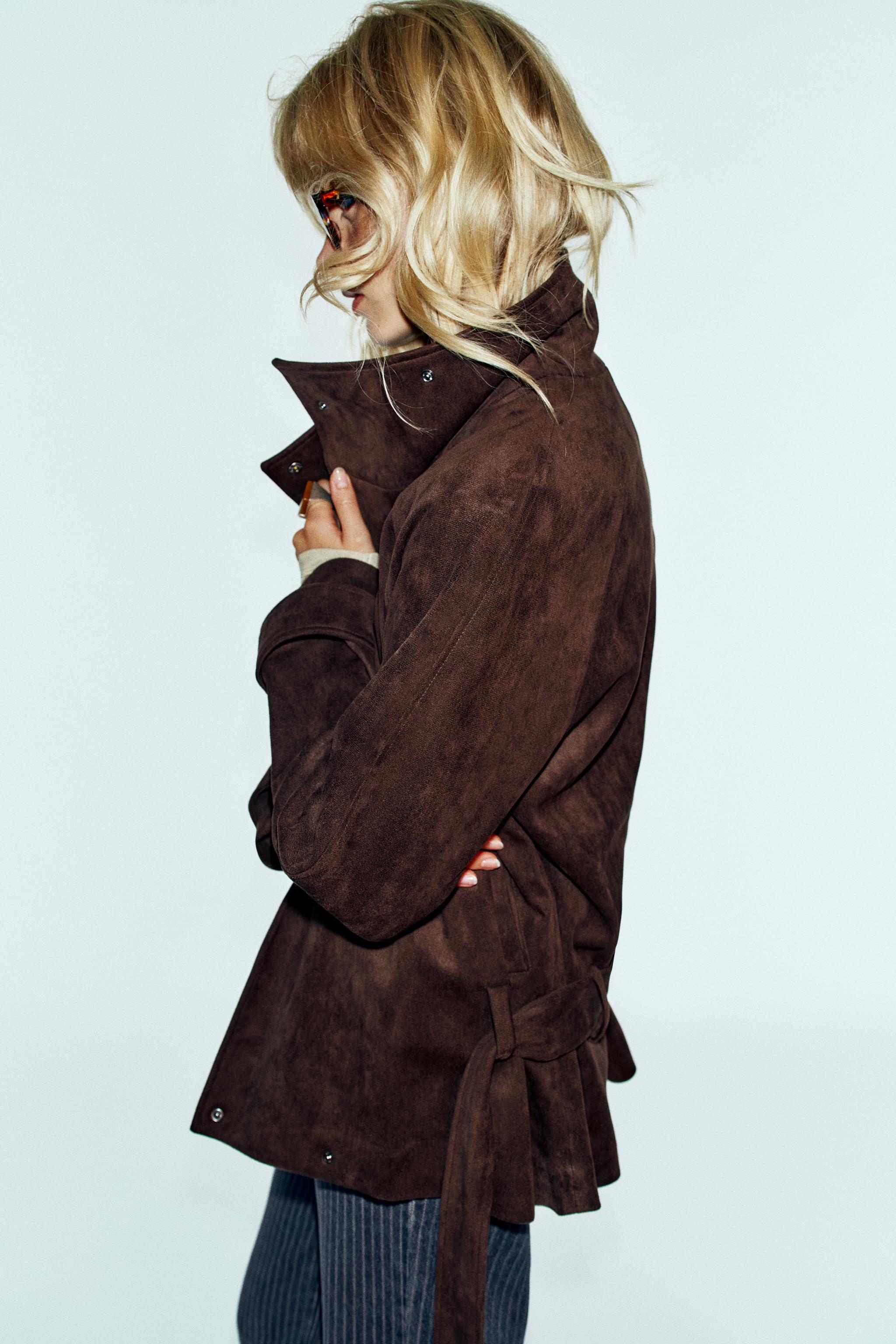 フェイクスエードベルト付きジャケット - ブラウン | ZARA Japan / 日本