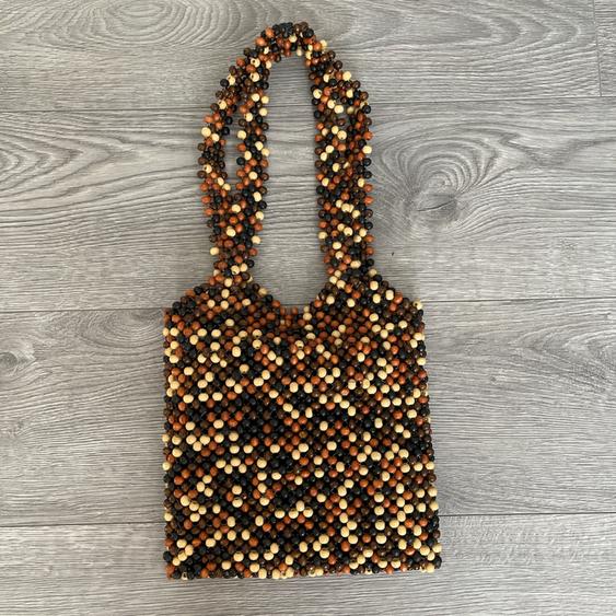 BEADED WOODEN MINI BUCKET BAG - Image 2